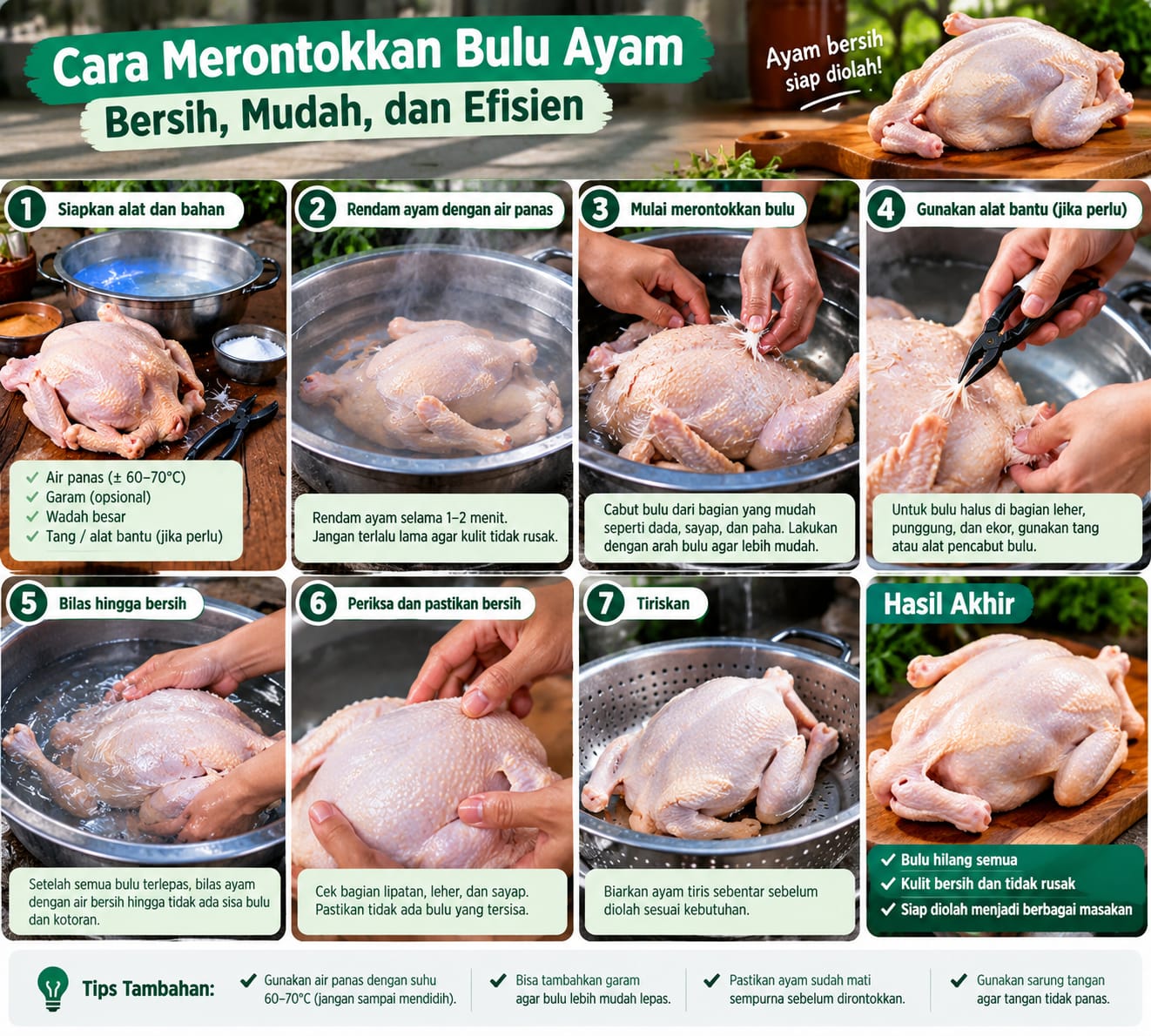 Cara Merontokkan Bulu Ayam Bersih