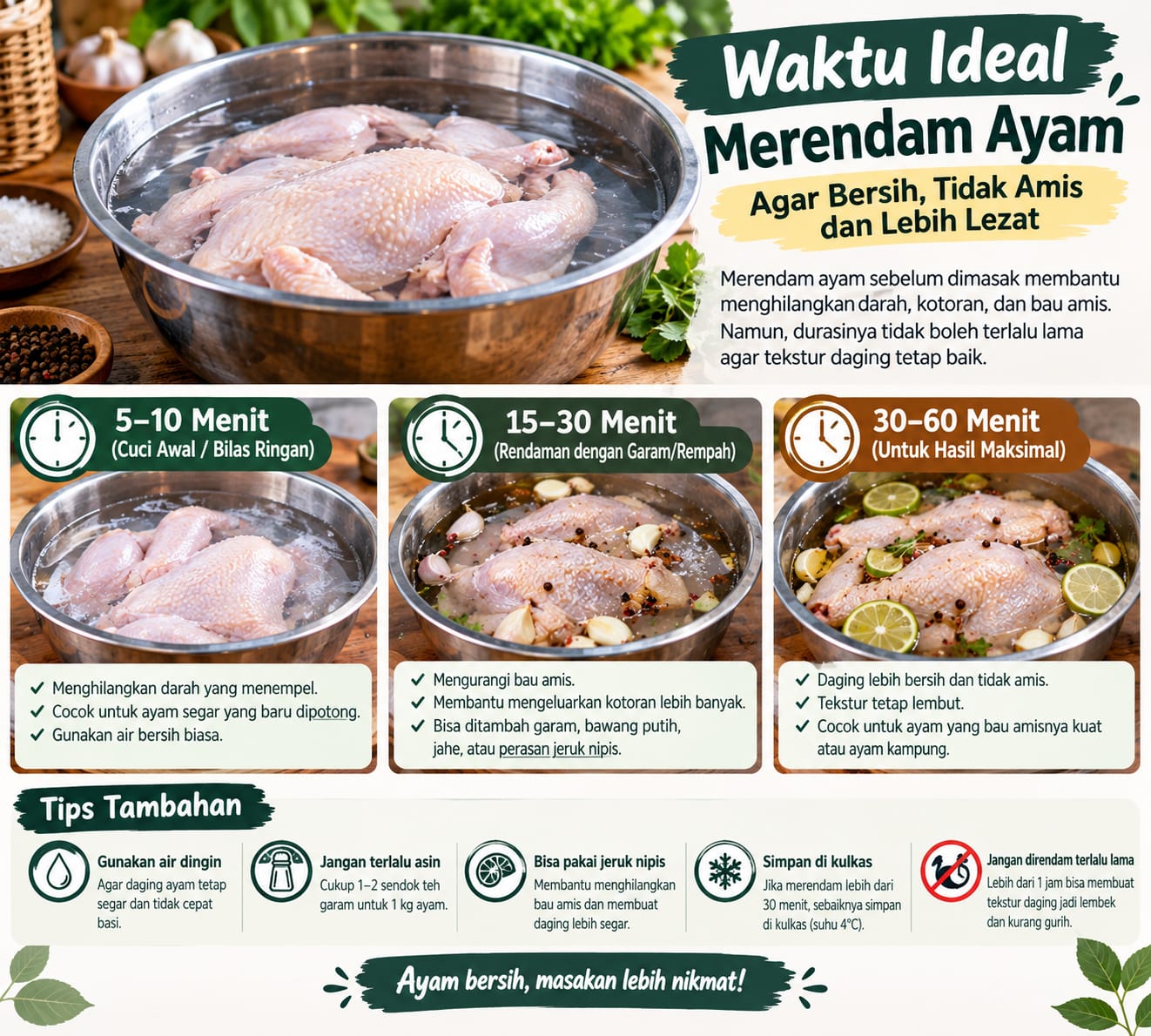 Waktu Ideal Merendam Ayam