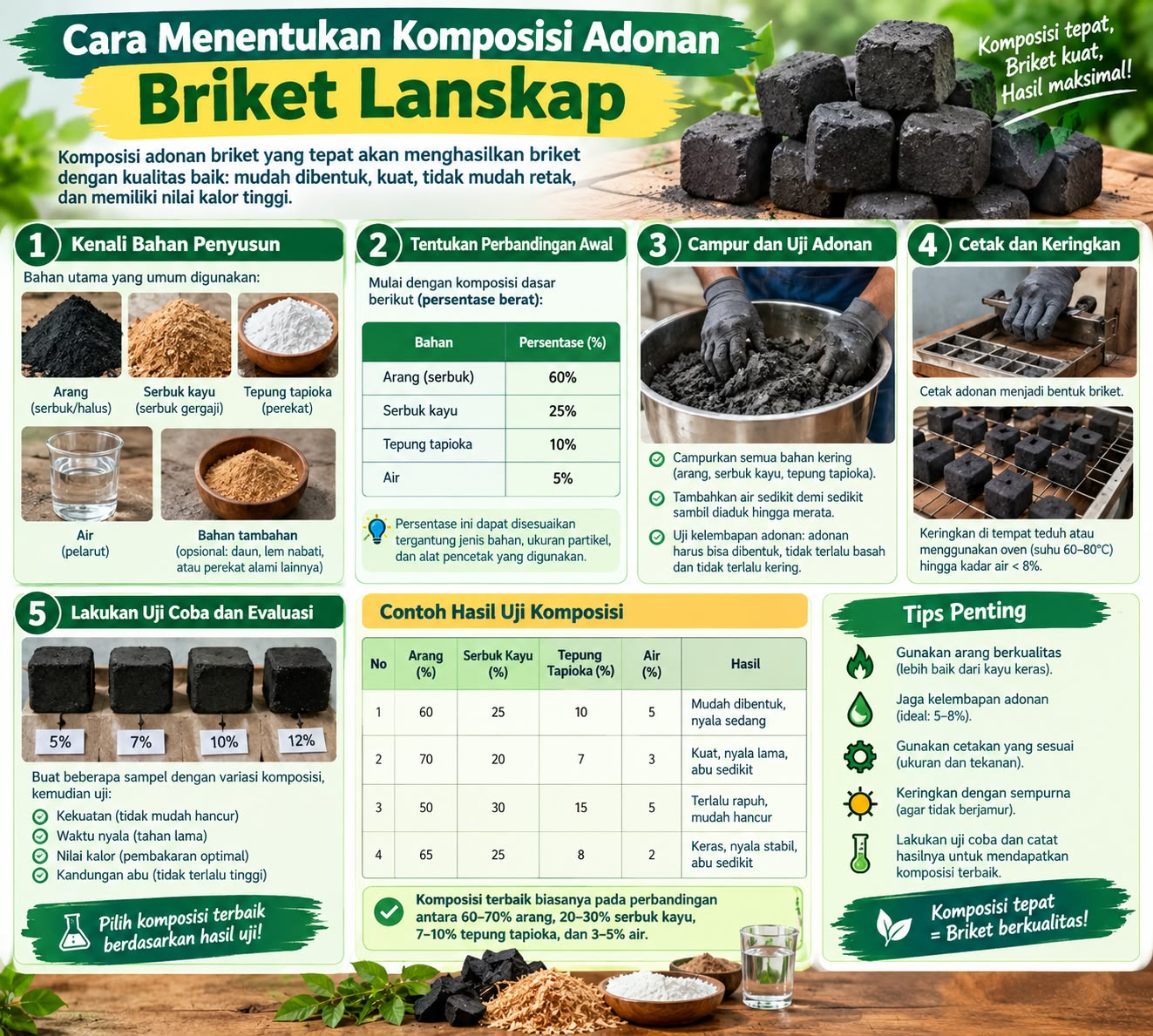 Cara Menentukan Komposisi Adonan Briket
